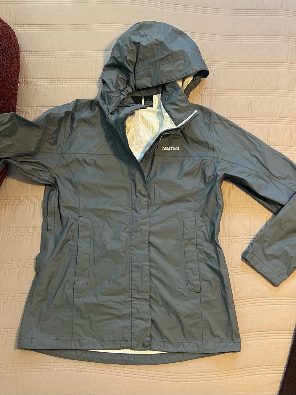Marmot Women’s Hooded Rain Jacket Steel Gray Outdoor Camping Hiking